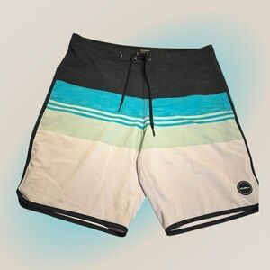 O'Neill Men's Swim Shorts - Black, Teal, and White